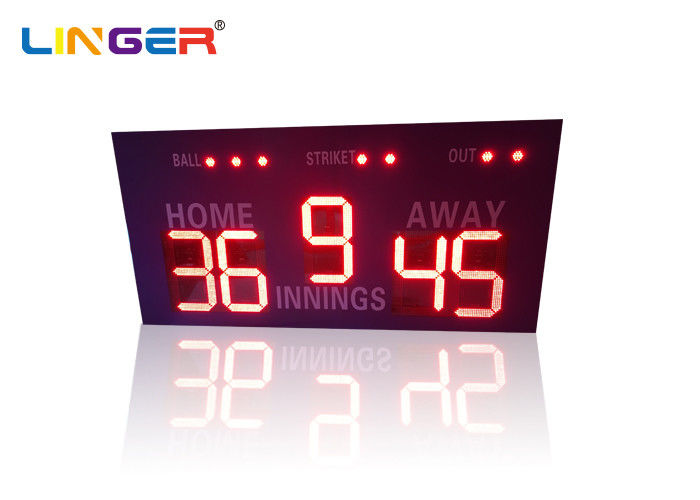 Wireless Controller Box LED Baseball Scoreboard With Blue Frame Cabinet Front Face
